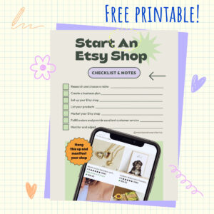 Free Printable Checklist - Start An Etsy Shop